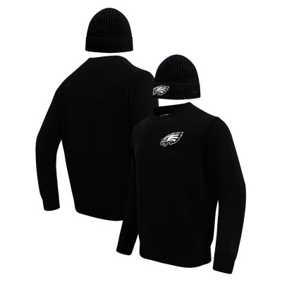 Свитер и шапка Philadelphia Eagles Pro Standard Crewneck Box Gift - Black