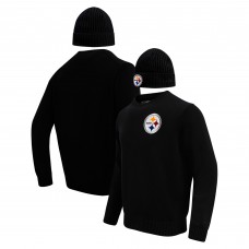 Свитер и шапка Pittsburgh Steelers Pro Standard Crewneck Box Gift - Black
