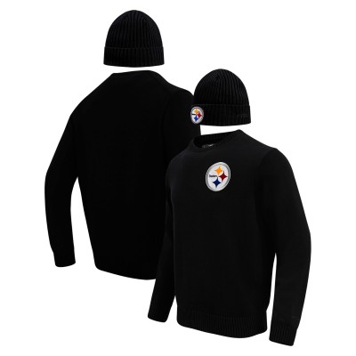 Свитер и шапка Pittsburgh Steelers Pro Standard Crewneck Box Gift - Black