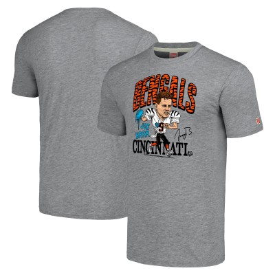 Футболка Joe Burrow Cincinnati Bengals Homage Caricature Player Tri-Blend - Heathered Gray