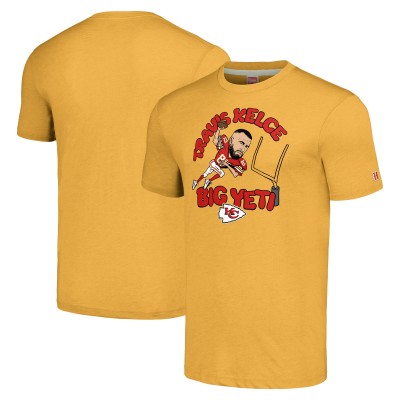Футболка Travis Kelce Kansas City Chiefs Homage Caricature Player Tri-Blend - Heathered Gold