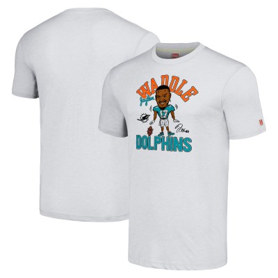 Футболка Jaylen Waddle Miami Dolphins Homage Caricature Player Tri-Blend - Heathered Anthracite