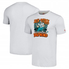 Футболка Zach Thomas Miami Dolphins Homage Caricature Retired Player Tri-Blend - Heathered Ash