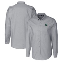 New York Jets Cutter & Buck Helmet Stretch Oxford Long Sleeve Button-Down Shirt - Charcoal