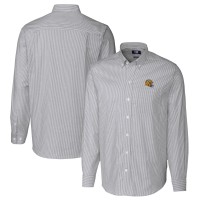 Рубашка с коротким рукавом Green Bay Packers Cutter & Buck Charcoal Helmet Stretch Oxford Stripe Long Sleeve