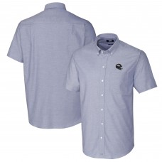 Denver Broncos Cutter & Buck Helmet Short Sleeve Stretch Oxford Button-Down Shirt - Light Blue