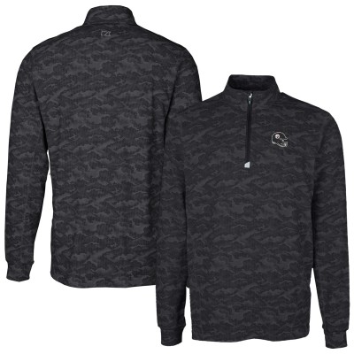 Pittsburgh Steelers Cutter & Buck Black Helmet Traverse Camo Print Stretch Quarter-Zip Pullover Top