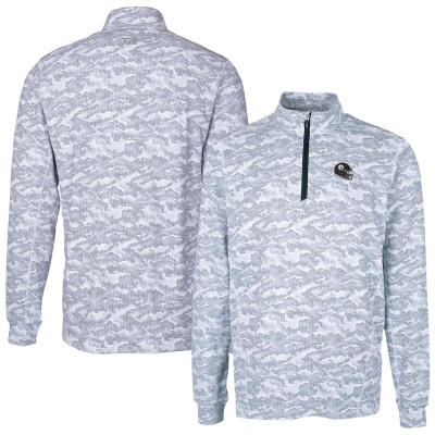 Pittsburgh Steelers Cutter & Buck Charcoal Helmet Traverse Camo Print Stretch Quarter-Zip Pullover Top