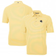 Pittsburgh Steelers Cutter & Buck Gold Helmet Virtue Eco Pique Stripe Recycled Polo