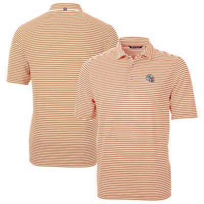 Поло Miami Dolphins Cutter & Buck Helmet Virtue Eco Pique Stripe Recycled - Orange