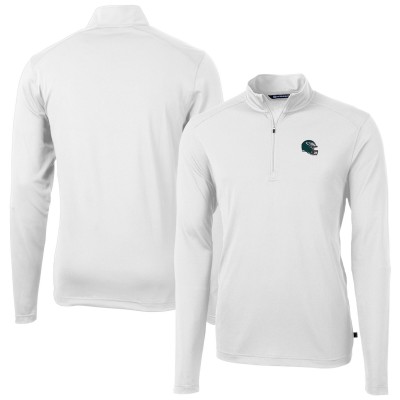 Кофта с длинным рукавом на короткой молнии Philadelphia Eagles Cutter & Buck Helmet Virtue Eco Pique Recycled- White