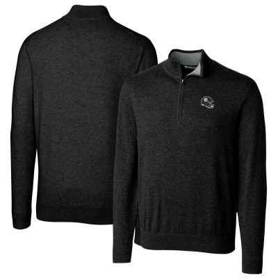 Pittsburgh Steelers Cutter & Buck Black Helmet Lakemont Tri-Blend Quarter-Zip Pullover Sweater