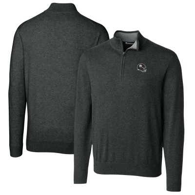 Pittsburgh Steelers Cutter & Buck Charcoal Helmet Lakemont Tri-Blend Quarter-Zip Pullover Sweater