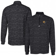 Green Bay Packers Cutter & Buck Black Helmet Traverse Camo Print Stretch Quarter-Zip Pullover Top