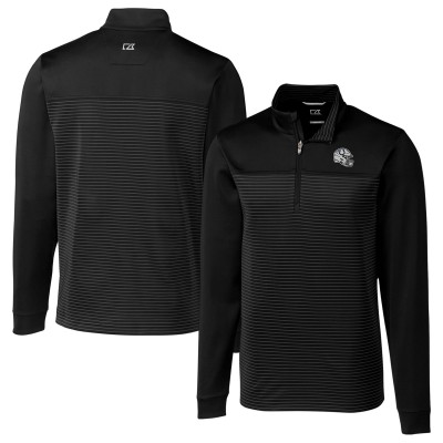 Indianapolis Colts Cutter & Buck Black Traverse Stripe Stretch Quarter-Zip Pullover Top