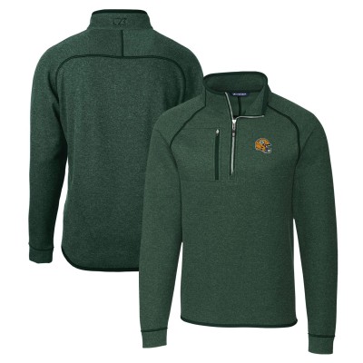 Green Bay Packers Cutter & Buck Helmet Mainsail Sweater-Knit Half-Zip Pullover Jacket - Hunter Green