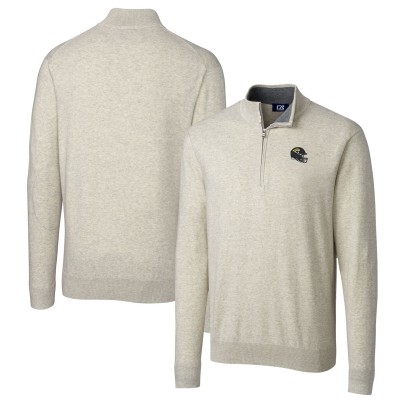 Jacksonville Jaguars Cutter & Buck Helmet Lakemont Tri-Blend Quarter-Zip Pullover Sweater - Oatmeal