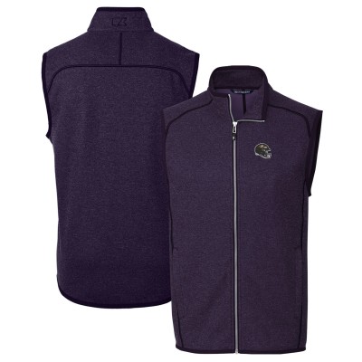 Baltimore Ravens Cutter & Buck Helmet Mainsail Sweater Knit Fleece Full-Zip Vest - Purple