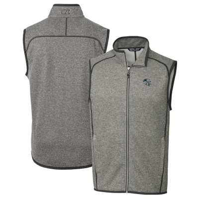 Carolina Panthers Cutter & Buck Helmet Mainsail Sweater Knit Fleece Full-Zip Vest - Silver