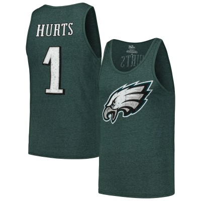 Майка с номером Jalen Hurts Philadelphia Eagles Majestic Threads Player Tri-Blend - Midnight Green