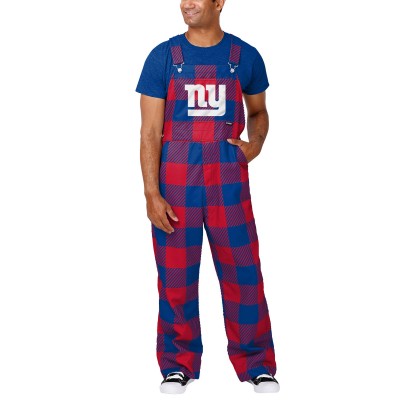 New York Giants FOCO Big Logo Plaid Overalls - Royal