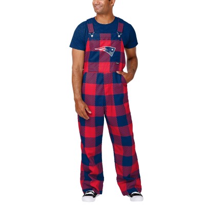New England Patriots FOCO Big Logo Plaid Overalls - Navy