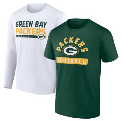 Футболка с длинным рукавом Green Bay Packers Two-Pack 2023 Schedule - Green/White