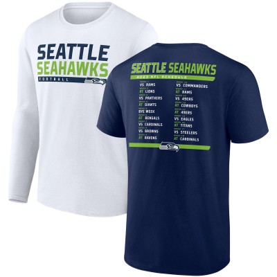 Seattle Seahawks Fanatics College Navy/White Two-Pack 2023 Schedule T-Shirt Combo Set