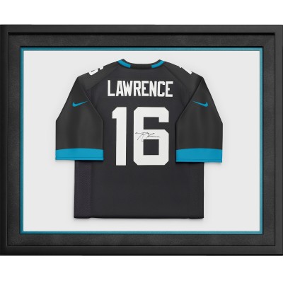 Trevor Lawrence Jacksonville Jaguars Autographed Fanatics Authentic Deluxe Framed Black Nike Elite Jersey