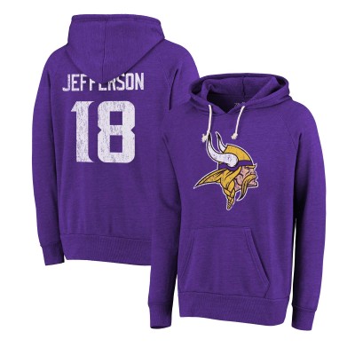 Толстовка Justin Jefferson Minnesota Vikings Majestic Threads Name & Number Tri-Blend - Purple