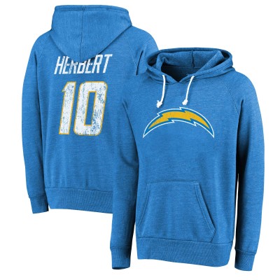 Толстовка Justin Herbert Los Angeles Chargers Majestic Threads Name & Number Tri-Blend - Powder Blue