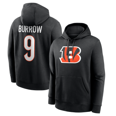 Толстовка Cincinnati Bengals Joe Burrow Nike Black Name & Number