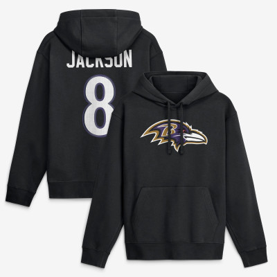 Толстовка Baltimore Ravens Lamar Jackson Nike Black Name & Number