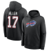 Толстовка Buffalo Bills Josh Allen Nike Black Name & Number Fleece