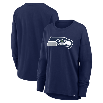  Женская футболка Seattle Seahawks Fanatics College Navy Relaxed Hip Essential Long Sleeve