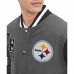 Pittsburgh Steelers Tommy Hilfiger Heather Gray/Black Gunner Full-Zip Varsity Jacket