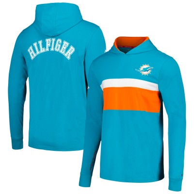 Футболка с длинным рукавом с капюшоном Miami Dolphins Tommy Hilfiger Morgan - Aqua