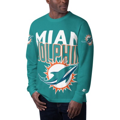 Miami Dolphins Starter Aqua Clutch Hit Long Sleeve T-Shirt