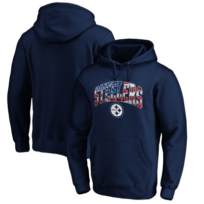 Pittsburgh Steelers Navy Banner Wave Pullover Hoodie
