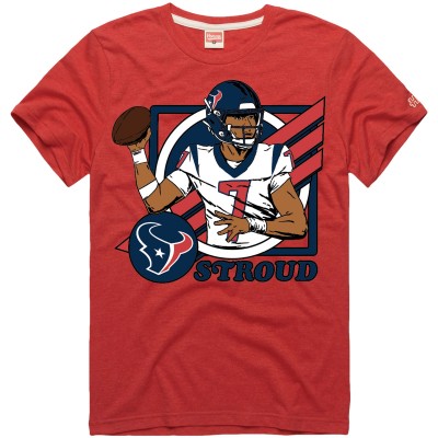 Футболка C.J. Stroud Houston Texans Homage 2023 NFL Draft First Round Pick Caricature Tri-Blend - Red