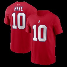New England Patriots Drake Maye Nike Red Name & Number T-Shirt