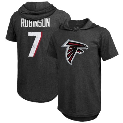 Футболка с капюшоном Bijan Robinson Atlanta Falcons Majestic Threads Player Name & Number Tri-Blend Slim Fit - Black