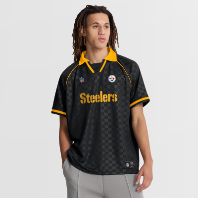 Поло Pittsburgh Steelers Fanatics Black/Gold Homerun Raglan V-Neck