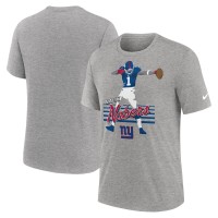 New York Giants Malik Nabers Nike Heather Gray Player Graphic T-Shirt