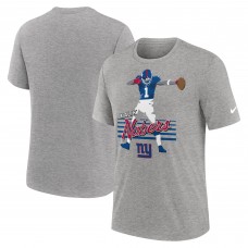 New York Giants Malik Nabers Nike Heather Gray Player Graphic T-Shirt