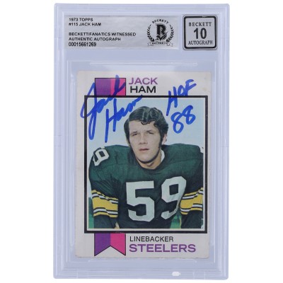 Jack Ham Pittsburgh Steelers Autographed 1973 Topps #115 Beckett Fanatics Witnessed Authenticated 10 Rookie Card with HOF 88 Inscription