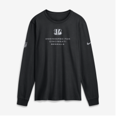 Футболка с длинным рукавом Cincinnati Bengals Nike Black Sideline Bold Arch Star Dri-FIT Футболка с длинным рукавом Cincinnati Bengals Nike Black Sideline Bold Arch Star Dri-FIT