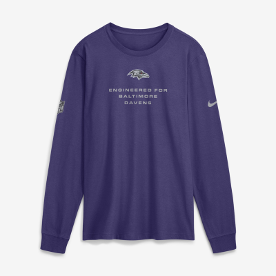 Футболка с длинным рукавом Baltimore Ravens Nike Purple Sideline Bold Arch Star Dri-FIT