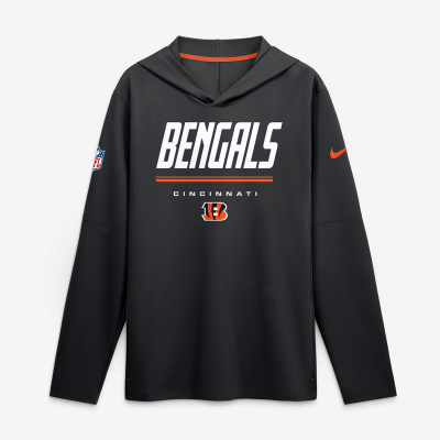 Cincinnati Bengals Nike Black Sideline Game On Lightweight Long Sleeve Hooded Dri-FIT Top