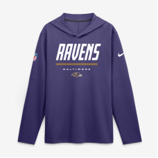 Baltimore Ravens Nike Purple Sideline Game On Lightweight Long Sleeve Hooded Dri-FIT Top Baltimore Ravens Nike Purple Sideline Game On Lightweight Long Sleeve Hooded Dri-FIT Top